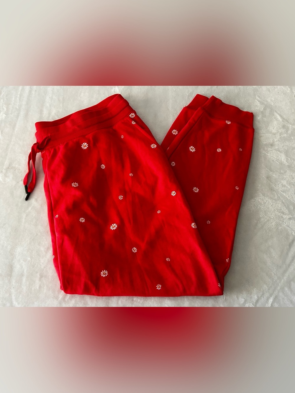 Old Navy Red Daisy Print Jogger Sweatpants Women’s Size XL